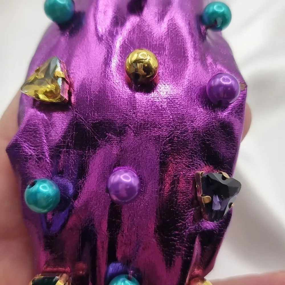 Mardi Gras jeweled Faux leather headband